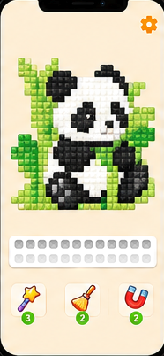 GemBeans Sort iPhone gameplay screenshot showing a panda gem puzzle.